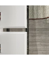Famapy White High Gloss Mirrored Doors Wardrobe Armoires with Mirror Doors