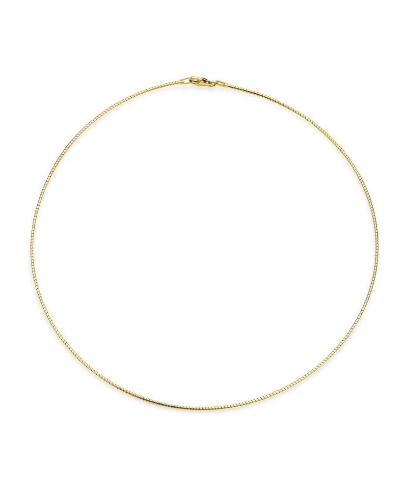 Bling Jewelry Basic Simple Thin Slider Omega Cubetto Chain Snake Choker Flex Collar Necklace Gold Plated .925 Silver Sterling Add Pendant 16 Inch