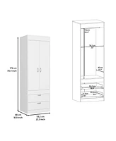 Portugal Armoire, Double Door Cabinet, Two Drawers, Metal Handles, Rod