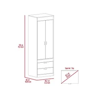 Portugal Armoire, Double Door Cabinet, Two Drawers, Metal Handles, Rod