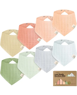 KeaBabies 8pk Lumi Muslin Baby Bibs, Bandana Bibs for Boy, Girl, Drool Bib Newborn, Toddler