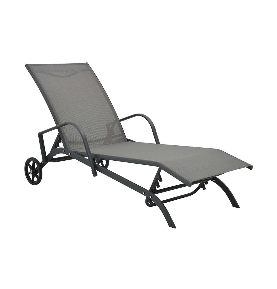 vidaXL Sun Lounger Steel and Textilene