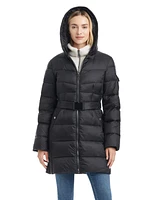 Vince Camuto Women's Single-Breasted Mid-Length Fitted Puffer Coat