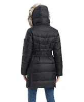 Vince Camuto Women's Single-Breasted Mid-Length Fitted Puffer Coat