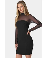 Bebe Women's Mock Neck Long Sleeve Dress