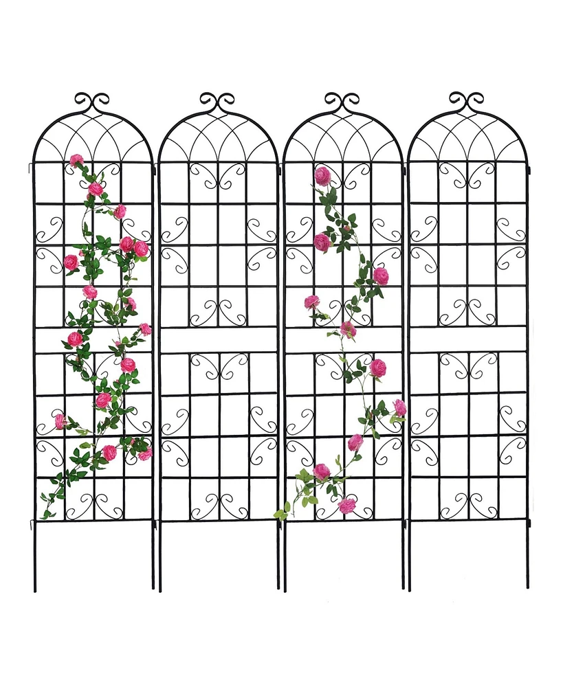 Slickblue 4-Pack Metal Garden Trellis – 86.7'' x 19.7'', Rustproof Black Trellis for Climbing Plants and Outdoor Flower Support