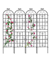 Slickblue 4-Pack Metal Garden Trellis – 86.7'' x 19.7'', Rustproof Black Trellis for Climbing Plants and Outdoor Flower Support