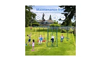 Slickblue Indoor/Outdoor Metal Swing Set with Safety Belt Perfect for Backyard Fun and Safety