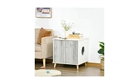 Slickblue 23.5" White Wooden Cat Litter Box End Table with Elegant Design