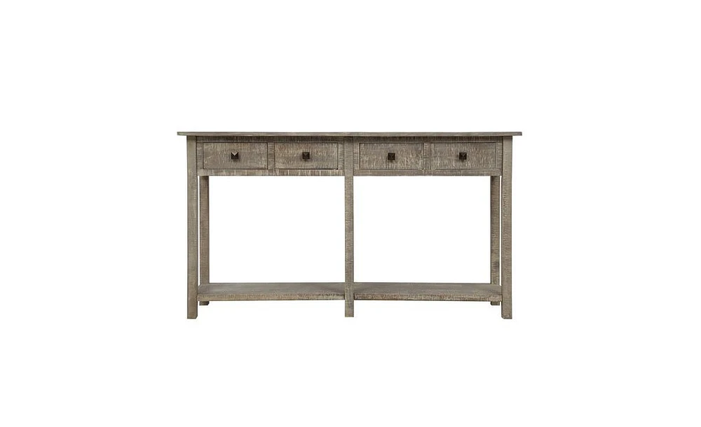 Slickblue Rustic Brushed Texture Entryway Table Console Table with Drawer and Bottom Shelf for Living Room