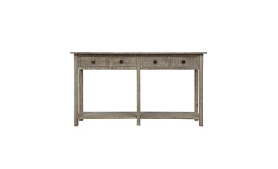 Slickblue Rustic Brushed Texture Entryway Table Console with Drawer and Bottom Shelf for Living Room