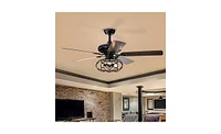 Slickblue Low Profile Ceiling Fan with Lights (Bulb Not Included) – Dark Wood Blades