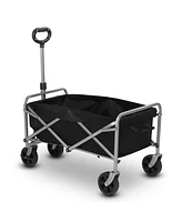 Slickblue Oxford Cloth Steel Frame Flat Folding Style Black Cloth Silver Frame Garden Folding Cart