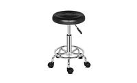 Slickblue Round Stool with Line Design and 360-Degree Rotation Stylish Bar