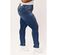 Slink Jeans Women's Denim High Rise Boyfriend Rolled 28" Inseam