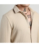 Campus Sutra Men's Beige Ripple Box Shirt