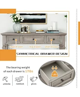 Slickblue Classic Retro Style Console Table with Three Top Drawers and Open Bottom Shelf, Easy Assembly