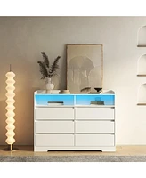 Slickblue 6-Drawer White Dresser for Bedroom with Led Lights for Stylish Storage and Illumination