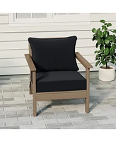 WestinTrends Outdoor Modern Hdpe Patio Weathered Wood Club Chair with Deep Seat Cushions