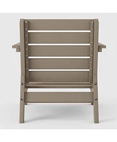 WestinTrends Outdoor Modern Hdpe Patio Weathered Wood Club Chair with Deep Seat Cushions