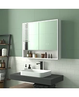 Lalahoo Medicine Cabinets for Bathroom,Medicine Cabinet Mirror,Recessed or Wall Mounted Medicine Cabinets,Lighted Medicine Cabinet,Dimmer and Anti-Fog