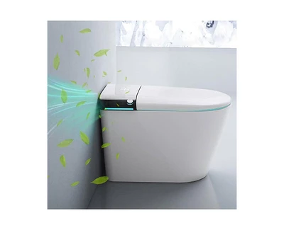 Lalahoo Luxury Smart Toilet with Built in Tank, Warm Water Sprayer and Dryer, Foot Sensor Operation, Built-in aromatherapy system, Heated Bidet Seat a