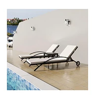 vidaXL Sun Loungers with Table Poly Rattan