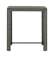 vidaXL Patio Bar Table Gray 39.4"x23.8"x43.5" Poly Rattan