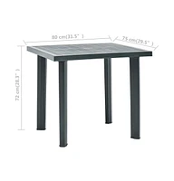 vidaXL Patio Table Green 31.5"x29.5"x28.3" Plastic