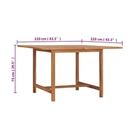 vidaXL Patio Dining Table 43.3"x43.3"x29.5" Solid Wood Teak