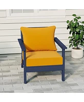 WestinTrends Outdoor Modern Hdpe Patio Navy Blue Club Chair with Deep Seat Cushions
