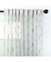 Chanasya Premium 2-Panel Moroccan Embroidered Design Textured Sheer Curtain Panels