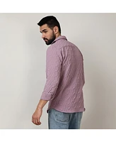 Campus Sutra Men's Periwinkle Purple Embossed Geometric Shirt