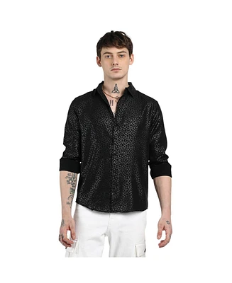 Campus Sutra Men's Onyx Black Pavement Shirt