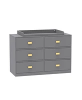 Homsee 6-Drawer Gray Wood Dressers Storage Organizer Cabinet