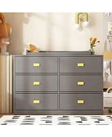 Homsee 6-Drawer Gray Wood Dressers Storage Organizer Cabinet