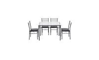 Slickblue Iron and Glass Dining Table Set Includes One Table and Four Chairs for Stylish Dining Experience