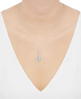 Swiss Blue Topaz (4 ct. t.w.) & Diamond (1/10 ct. t.w.) Swirl 18" Pendant Necklace in 14k White Gold