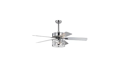 Slickblue 52-Inch Crystal Chandelier Fan – Dual Finish Reversible Blades, Fandelier for Living Room, Dining Room, Bedroom