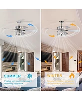 Slickblue 52-Inch Crystal Chandelier Fan – Dual Finish Reversible Blades, Fandelier for Living Room, Dining Room, Bedroom