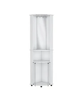 Depot E-Shop Nashville Corner Bar Cabinet Unit with Wine Glass Rack and Lower Cabinet