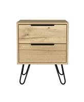 Depot E-Shop Begonia 2 Nightstand, Hairpin Legs, Two Drawers