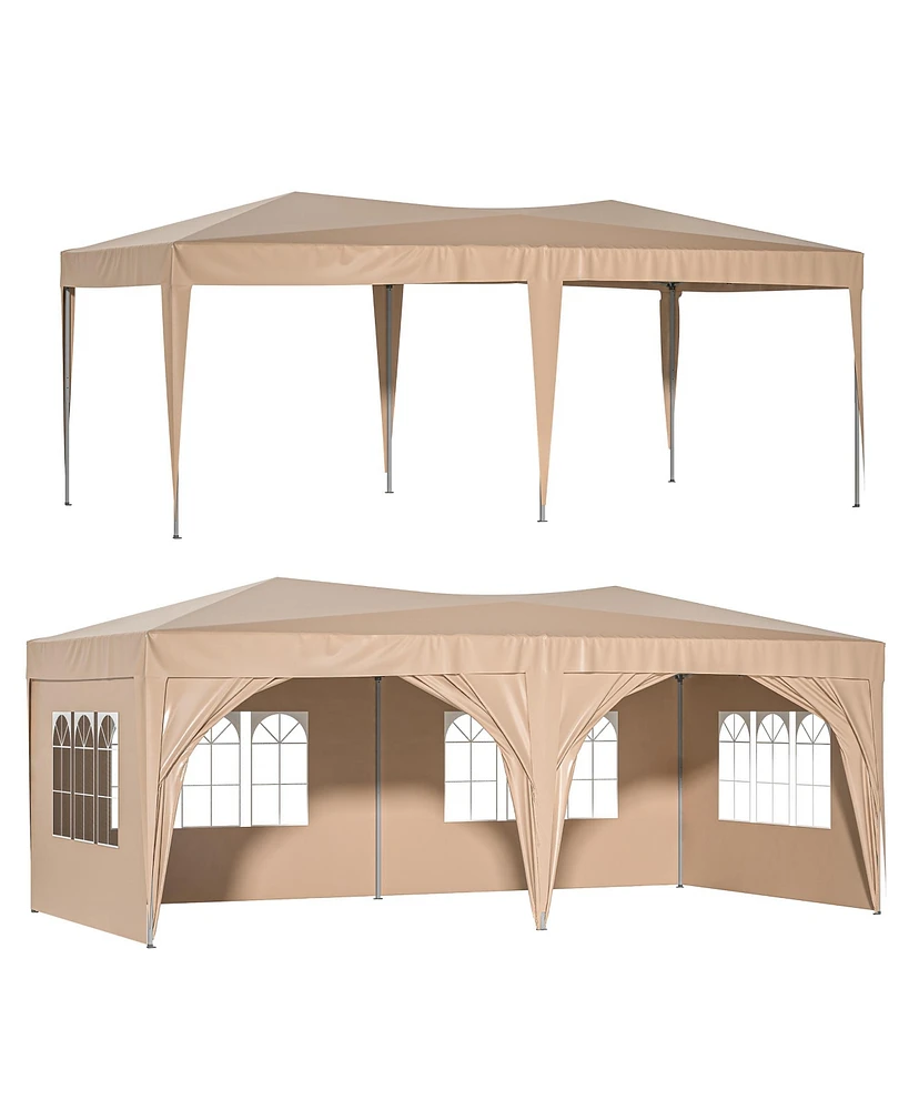 Slickblue 10 x 20 ft Heavy Duty Pop-Up Gazebo with 6 Removable Sidewalls, Carry Bag for Events