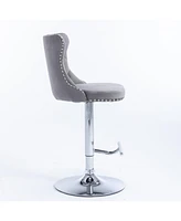 Adjustable Swivel Velvet Barstools with 25-33 Inch Seat Height for Modern Home or Kitchen