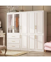 Famapy 8-Door Big Armoires with Hanging Rods, Drawers, Shelves