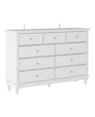 Homsee 9-Drawer Gray Wood Dresser Bedroom Storage Cabinet Modern Style