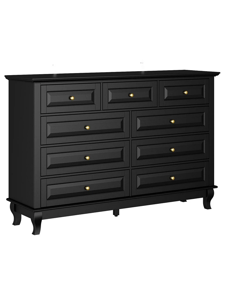 Homsee 9-Drawer Gray Wood Dresser Bedroom Storage Cabinet Modern Style