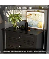 Homsee Black Wood Accent Storage Cabinets Organizer With 5 Drawers