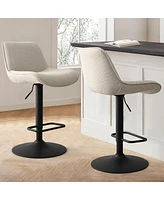 Maison Boucle Set of 2 Fabric Adjustable Bar Stools,360° Swivel Counter Stool with Layered Footrest-Maison