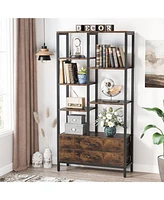 Tribesigns Bookshelf Bookcase, Modern Tall Bookcase with Drawers, 5